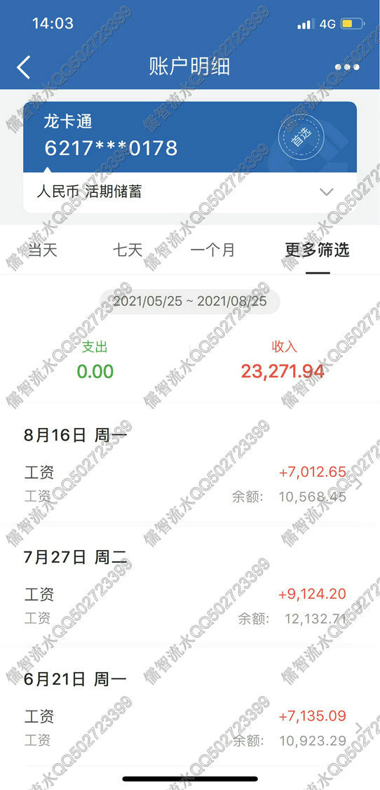 2021年最新建设银行网银APP工资流水截图样本-第1张图片-儒智流水